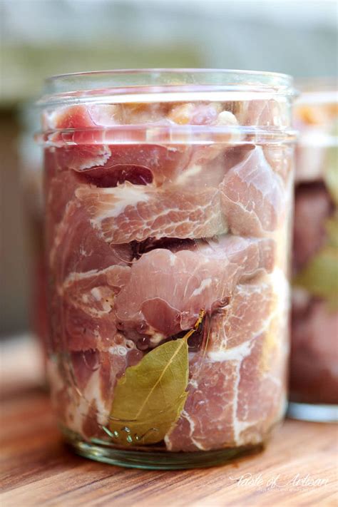 Homemade Canned Pork Chunks Of Pork First Cured In Salt And Spices Then Pressure Canned Until