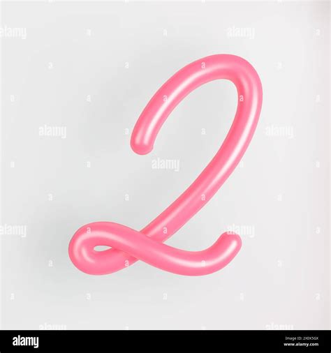 3d Pink Script Number 2 On Light Background Cute Cursive Bubble