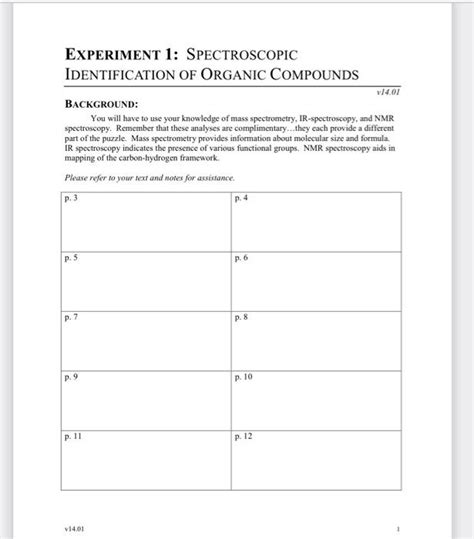 Solved Experiment Spectroscopic Identification Of Organic Chegg