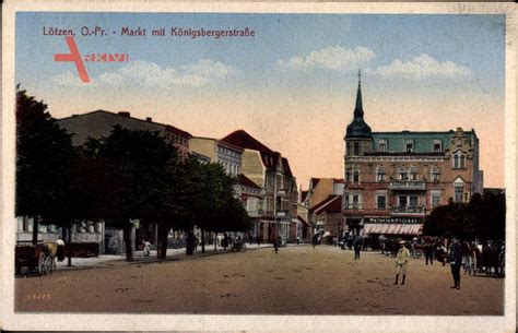 Giżycko Lötzen Ostpreußen Marktplatz mit Königsbergerstraße xl