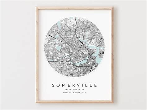 Somerville Map Print, Somerville Map Poster City Wall Art, Ma Road Map ...