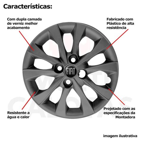 Kit Calota Fiat Mobi Argo Palio Aro Grafite Logo Cb Em Promo O