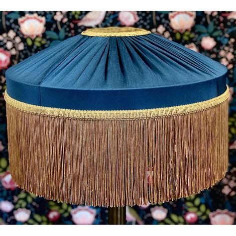 Navy Blue And Gold Gathered Tiffany Lampshade