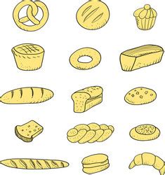 Bakery Set Hand Drawn Pastry Baguette Cookies Vector Image