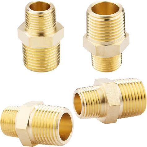 KOOTANS 1 2 NPT X 3 8 NPT Male Solid Brass Hex Nipples Heavy Brass