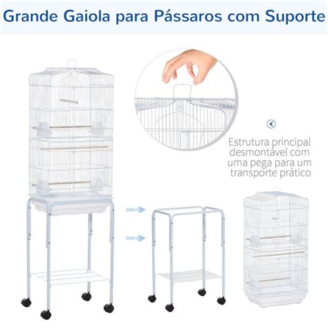 Gaiola para Passáros Suporte Gaiola Metálica de Aves Canários 4