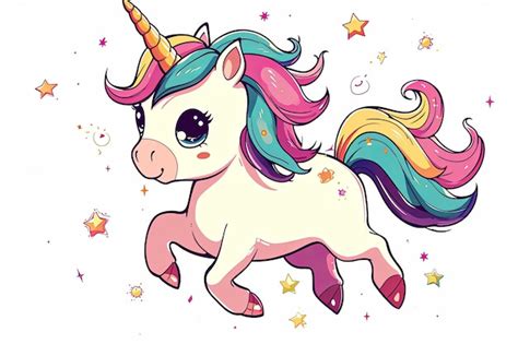 Ilustraci N M Gica Linda Del Unicornio Y Del Arco Iris Aislada En El