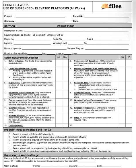 Work Permit Register Template Hse Documents 41 Off