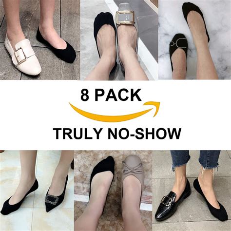 QING 4 to 8 Pairs Ultra Low Cut No Show Socks Women Invisible for Flats and Dress Shoes Liner ...