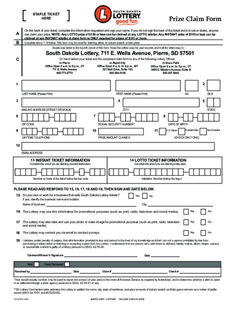 For Lottery Use Only Winner Claim Form Fill Out And Sign Printable