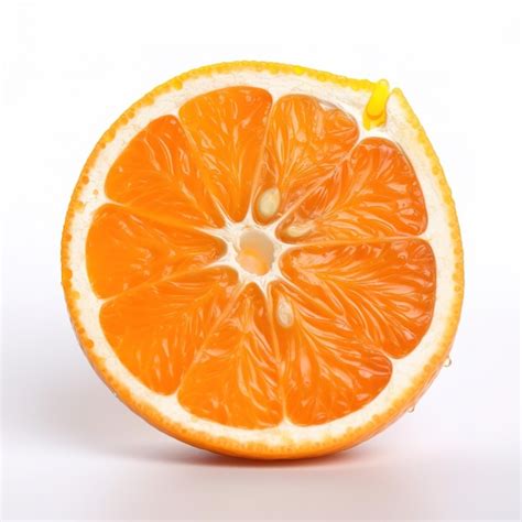 Premium Ai Image An Orange Cut In Half With The Center Of The Stem