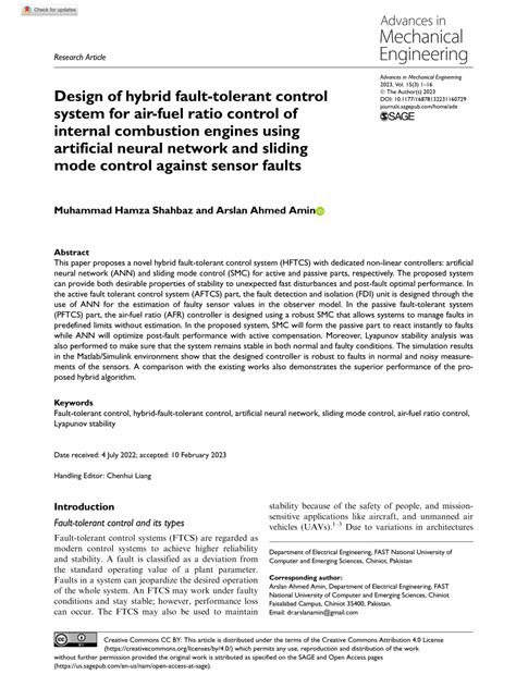 PDF Design Of Hybrid Fault Tolerant Control System For Air Fuel Ratio