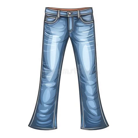 Clip Art Simple Bootcut Jeans White Background Generative Ai Stock