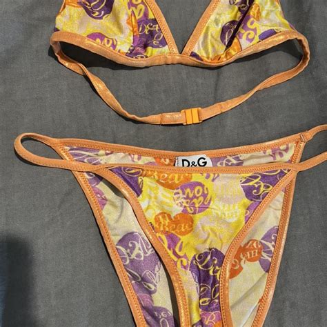 Dolce Gabbana Women S Orange And Pink Bikinis And Tankini Sets Depop