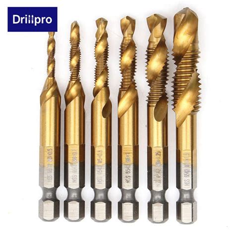 Buy 6pcs M3 M10 Tap Drill Bit Set Hss Titanium Coated 14 Inch Hex