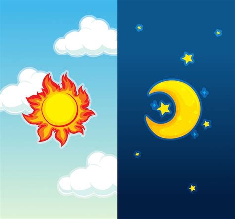 Premium Vector Daytime And Nightime Scene