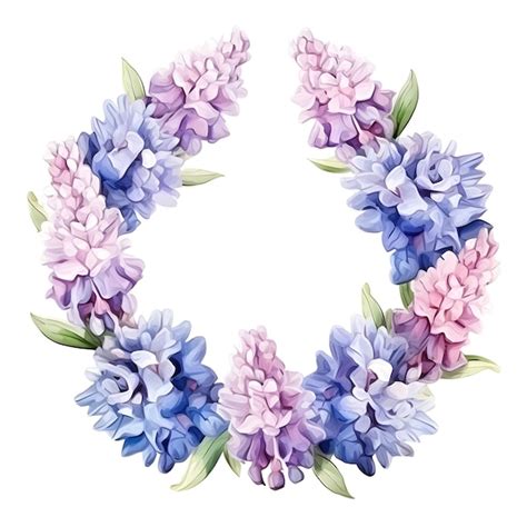 Premium Photo Watercolor Purple Blue Lilac Flower Wreath Isolated On