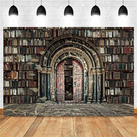 Bookshelf Backdrop Vintage Bookcase Magic Books Grunge Ancient Library