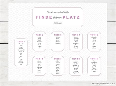 Sitzplan Hochzeit persönlich gestalten lassen