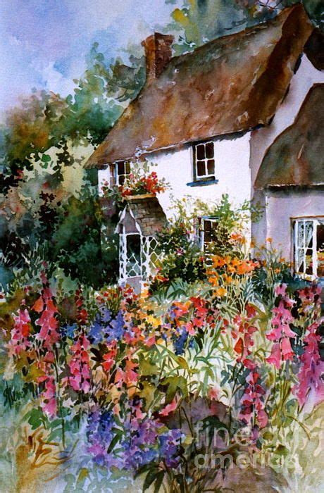 English Summer Cottage By Sherri Crabtree Watercolor Landscape