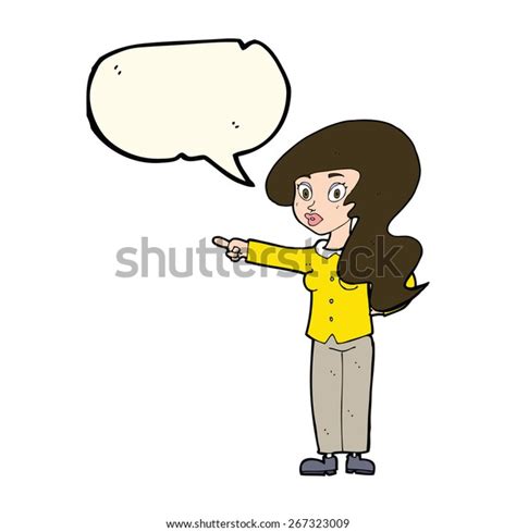 Cartoon Pretty Woman Pointing Speech Bubble Stock Vector Royalty Free