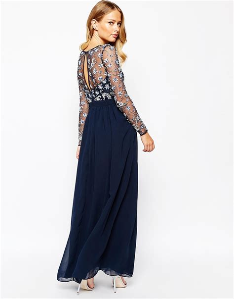 Lyst Frock And Frill Heavily Embellished Maxi Dress With Long Sleeves