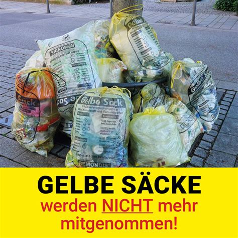 Gelbe Säcke werden nicht mehr mitgenommen