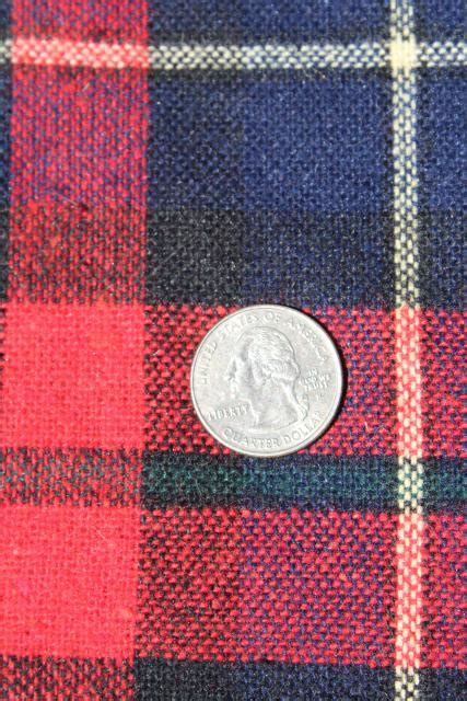 Vintage Wool Fabric Heavy Tartan Plaid Blanket Work Shirt Fabric Red And Blue