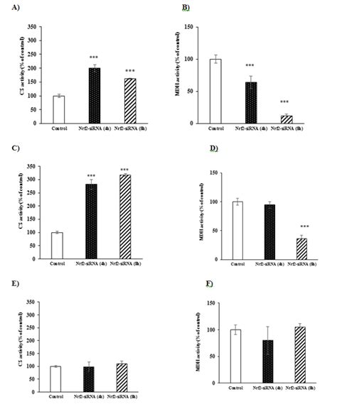 Effect Of Nrf Silencing On Cs And Mdh Enzymes Activities In A B