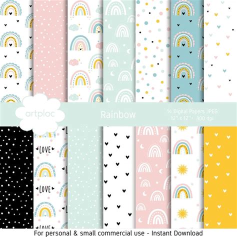 Pastel Rainbow Digital Paper Etsy