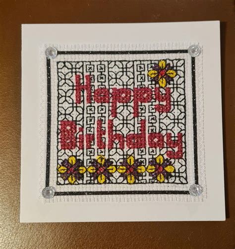 Happy Birthday Cross Stitch Card Cross Stitch Cards Blackwork Cross