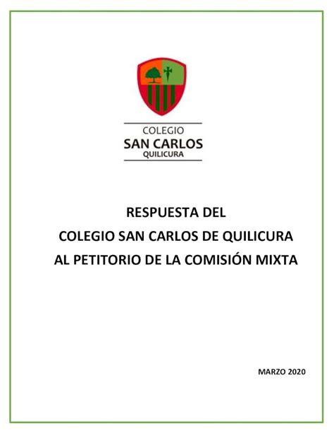 Pdf Respuesta Del Colegio San Carlos De Quilicura Al