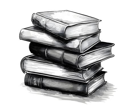 Sketch Stack of Books Clipart, 18 JPG, Black and White, Book Clip Art ...