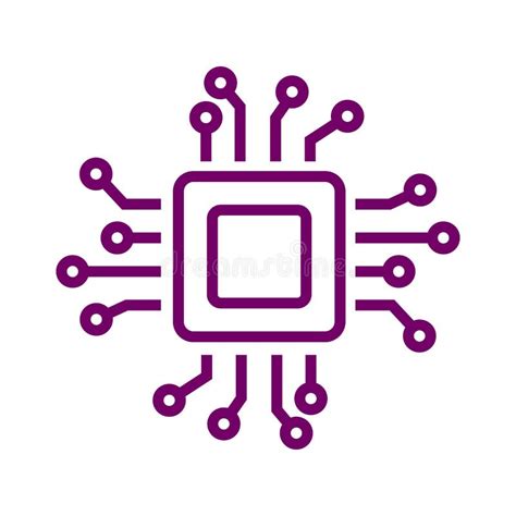 Icono De Línea De Microchip CPU Unidad Central De Procesamiento