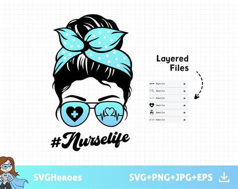 Nurse Life Messy Bun Svg Digital Download Etsy