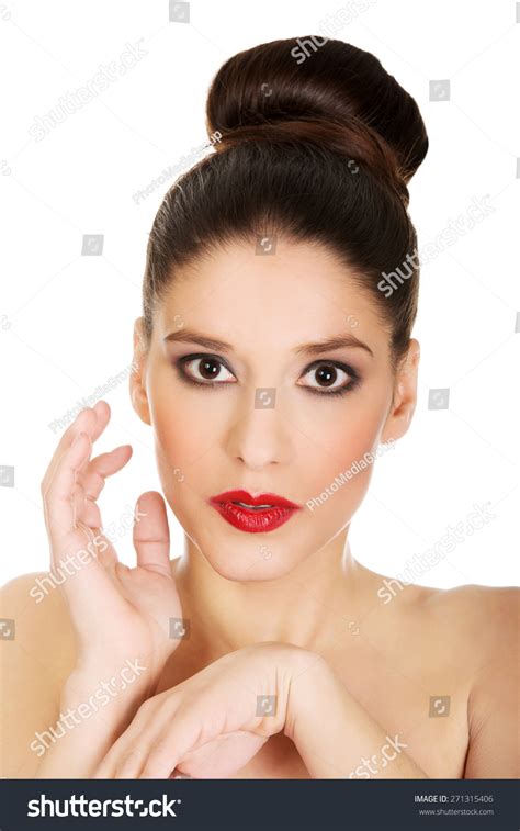 Attractive Brunette Topless Woman Dark Make Stock Photo Edit Now 271315406