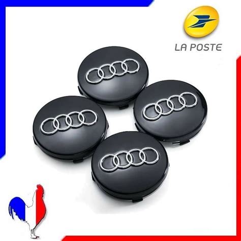 X Cache Moyeu Audi Mm Noir Logo Centre Roue Jante Embleme Neuf A A