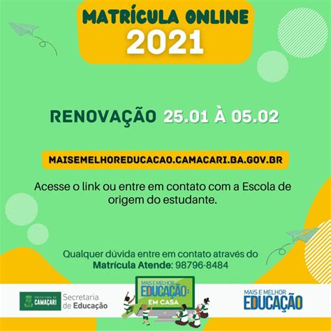 Renovação de matrícula na rede municipal de ensino já pode ser