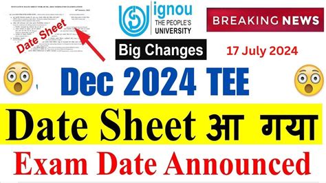 Breaking News Ignou Dec Date Sheet Released Ignou Dec