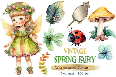 Vintage Spring Fairy Watercolor Clipart Graphic By Magiclily · Creative