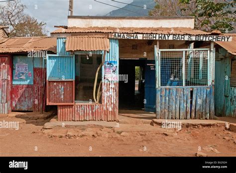 Third World Corrugated Iron Shack Or Roadside Shop Or Duka Butchery On