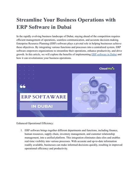 Ppt Streamline Your Business Operations With Erp Software In Dubai