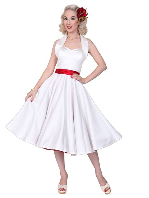 1950s Halterneck White Duchess Dress From Vivien Of Holloway