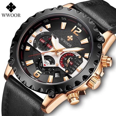 WWOOR 2022 New Fashion Men Watch Top Brand Luxury Leather Waterproof