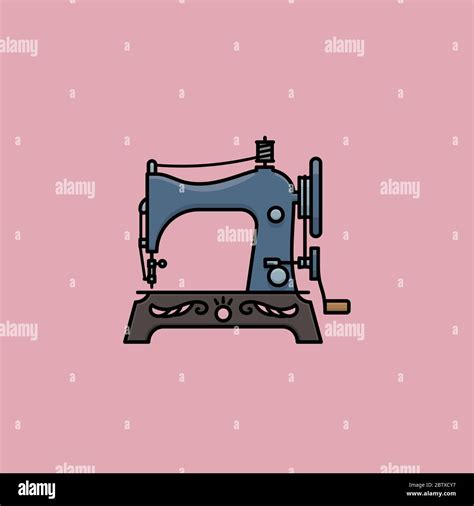 Vintage Sewing Machine Vector Illustration For Sewing Machine Day On