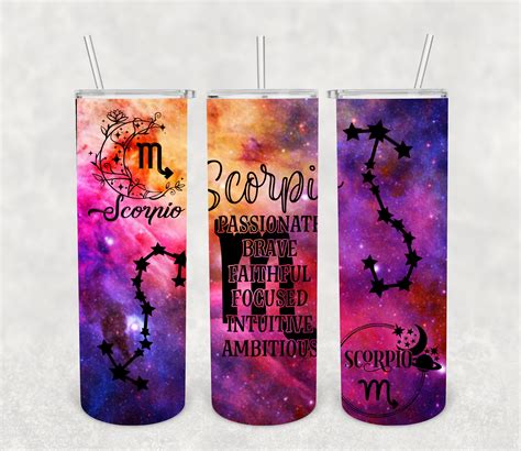 Scorpio Oz Straight Skinny Tumbler Sublimation Design Zodiac