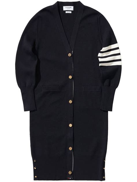 Thom Browne Bar Stripe Cardi Coat Blue Farfetch Uk