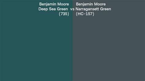 Benjamin Moore Deep Sea Green Vs Narragansett Green Side By Side Comparison