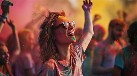 Premium Photo People Celebrating For Holi Festival Of Colour In Nepal