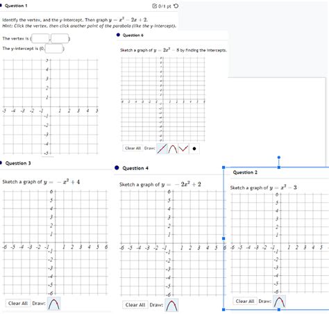 Solved Identify the vertex, and the y-intercept. Then graph | Chegg.com